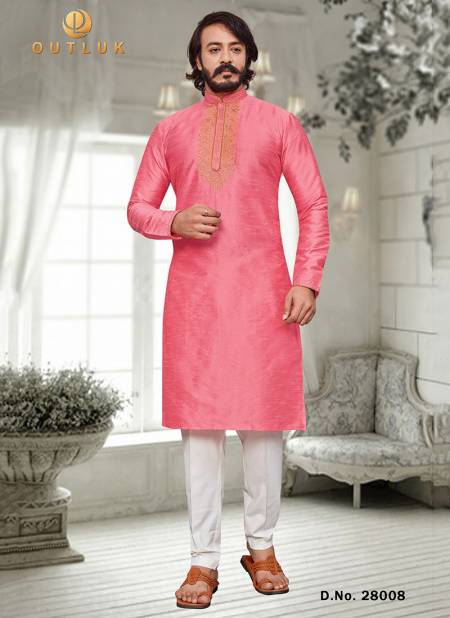 Pink Colour Outluk vol 28 Stylish Fancy Designer Party And Function Wear Art Silk Kurta Churidar Pajama Redymade Collection 28008